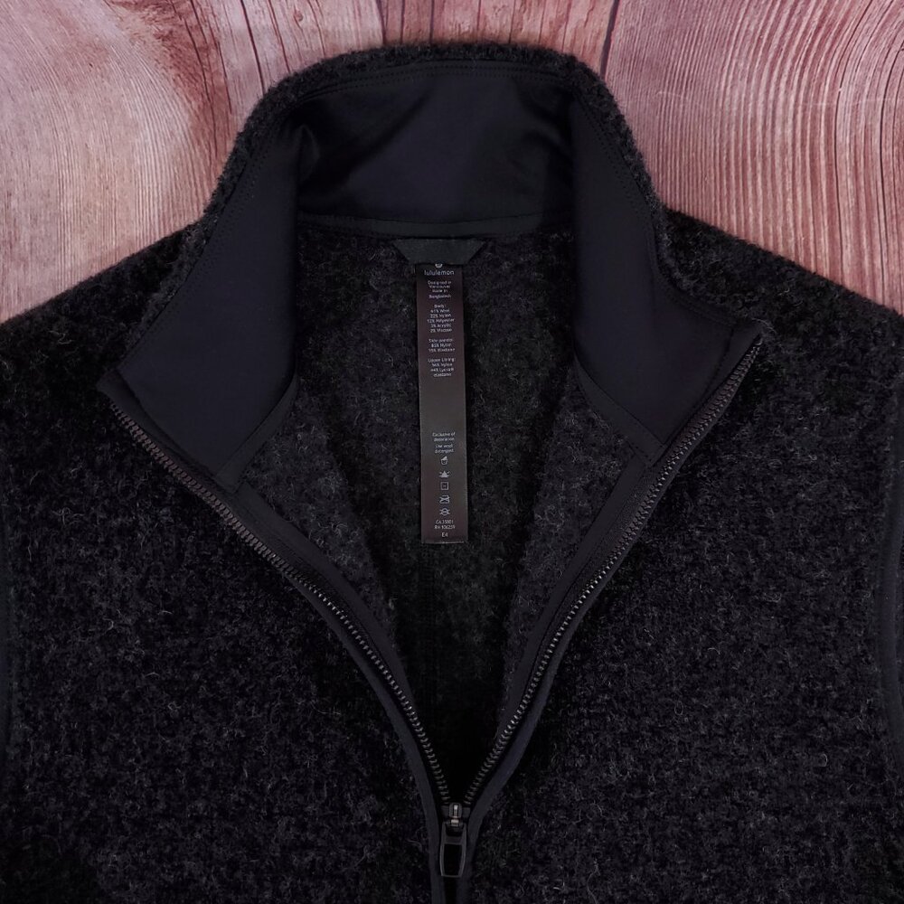 Lululemon Tundra Trek Vest Mens Small Wool Blend Sherpa Fleece Heathered Black - Picture 5 of 13